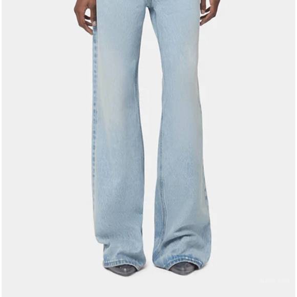 NEW RABANNE metallic baggy trouser denim in light demin blue